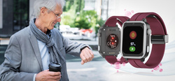 Bemi SmartWatch Senio Szary + Pasek Silikonowy Czerwony / Czerwone Wino /OUTLET