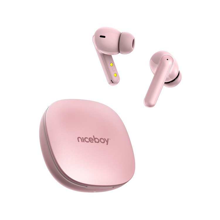 Niceboy Słuchawki Douszne Pins 4 PRO Sakura Pink Różowe ANC IP54 48h pracy