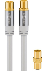 Kabel antenowy koncentryczny ekranowany Przyłącze TV 1m Biały Goobay