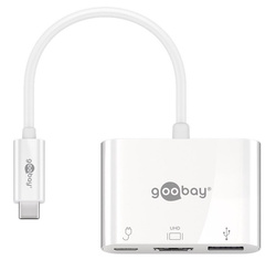 Multi adapter USB-C - USB-A + HDMI + USB-C PD 60W Goobay Biały