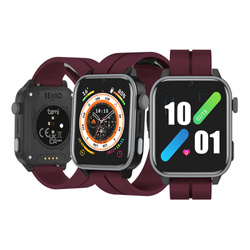 Bemi SmartWatch Senio Szary + Pasek Silikonowy Czerwony / Czerwone Wino /OUTLET
