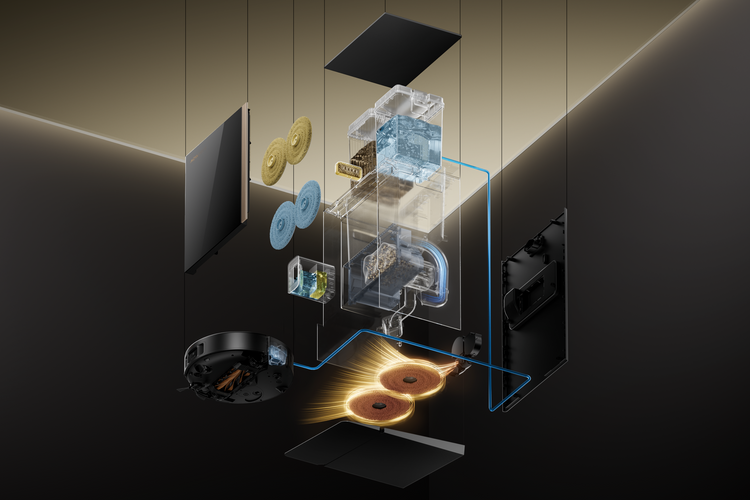 Robot Sprzątający MOVA Mobius 60 AI Stacja 6 Mopów Suszanie 30000 Pa + Plyn