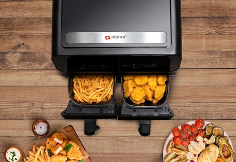 Alpina frytkownica beztłuszczowa 2x4 litry cyfrowy wyświetlacz Airfryer