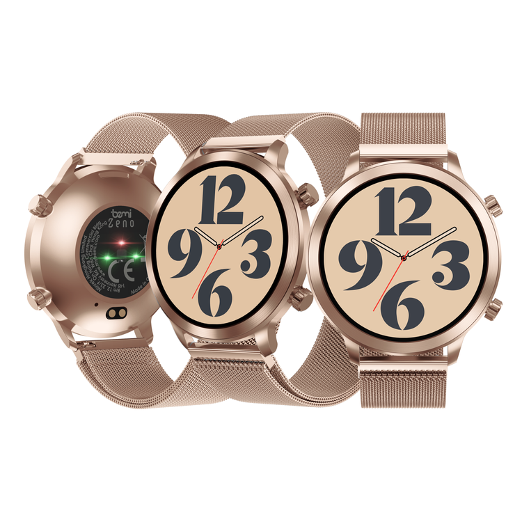 SmartWatch AI Chat Da GPT Bemi Zeno Złoty Dwa Paski AMOLED IP67 GPS SpO2