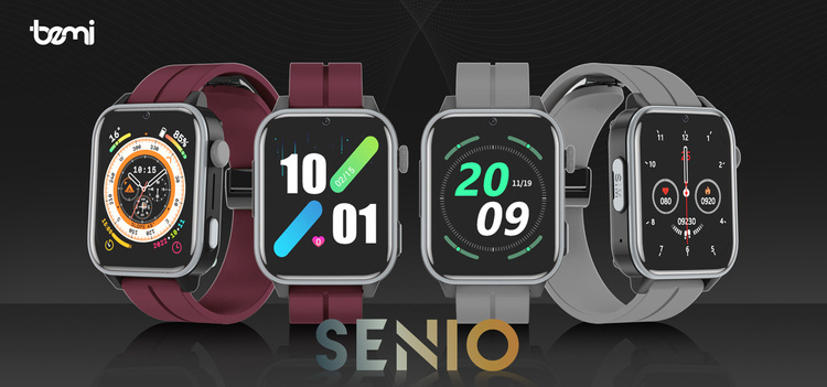 Bemi SmartWatch Senio Szary + Pasek Silikonowy Czerwony / Czerwone Wino /OUTLET