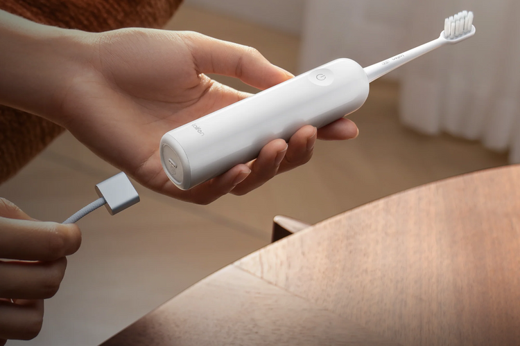 Laifen Szczoteczka do Zębów Soniczna Wave ABS Fioletowa 3 Głowki Aplikacja