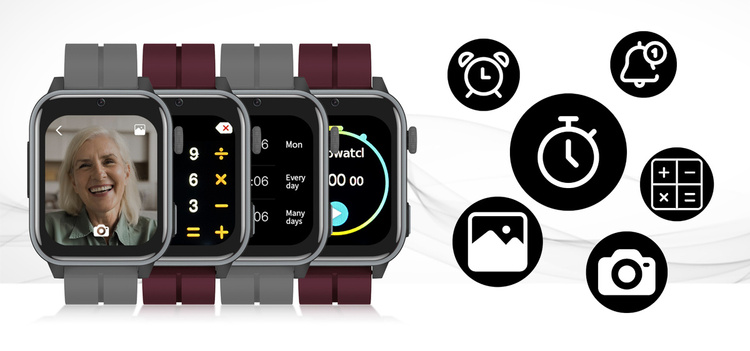 Bemi SmartWatch Senio Szary + Pasek Silikonowy Czerwony / Czerwone Wino /OUTLET