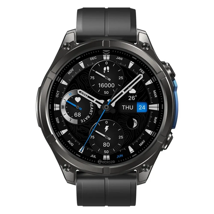 Zeblaze MIL-STD Smartwatch Vibe 8 Czarny AMOLED Latarka Saturacja Do 60 Dni