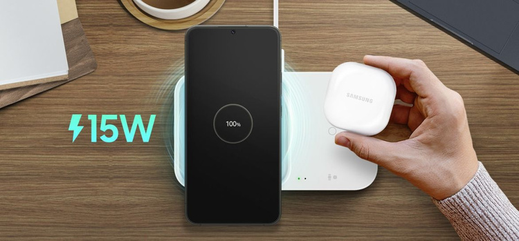 Bezprzewodowa ładowarka Samsung Super Fast Wireless Charger Duo Czarna Bez Ładowarki Sieciowej /OUTLET