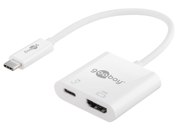 Multi adapter USB-C - HDMI + USB-C PD 60W Goobay Biały
