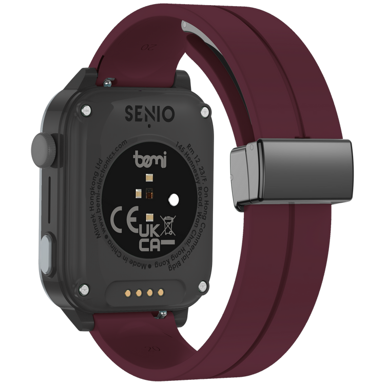 Bemi SmartWatch Senio Szary + Pasek Silikonowy Czerwony / Czerwone Wino /OUTLET