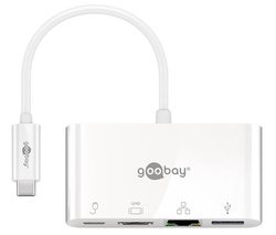 Multi adapter USB-C - HDMI + Ethernet + USB-A + USB-C PD 60W Goobay Biały