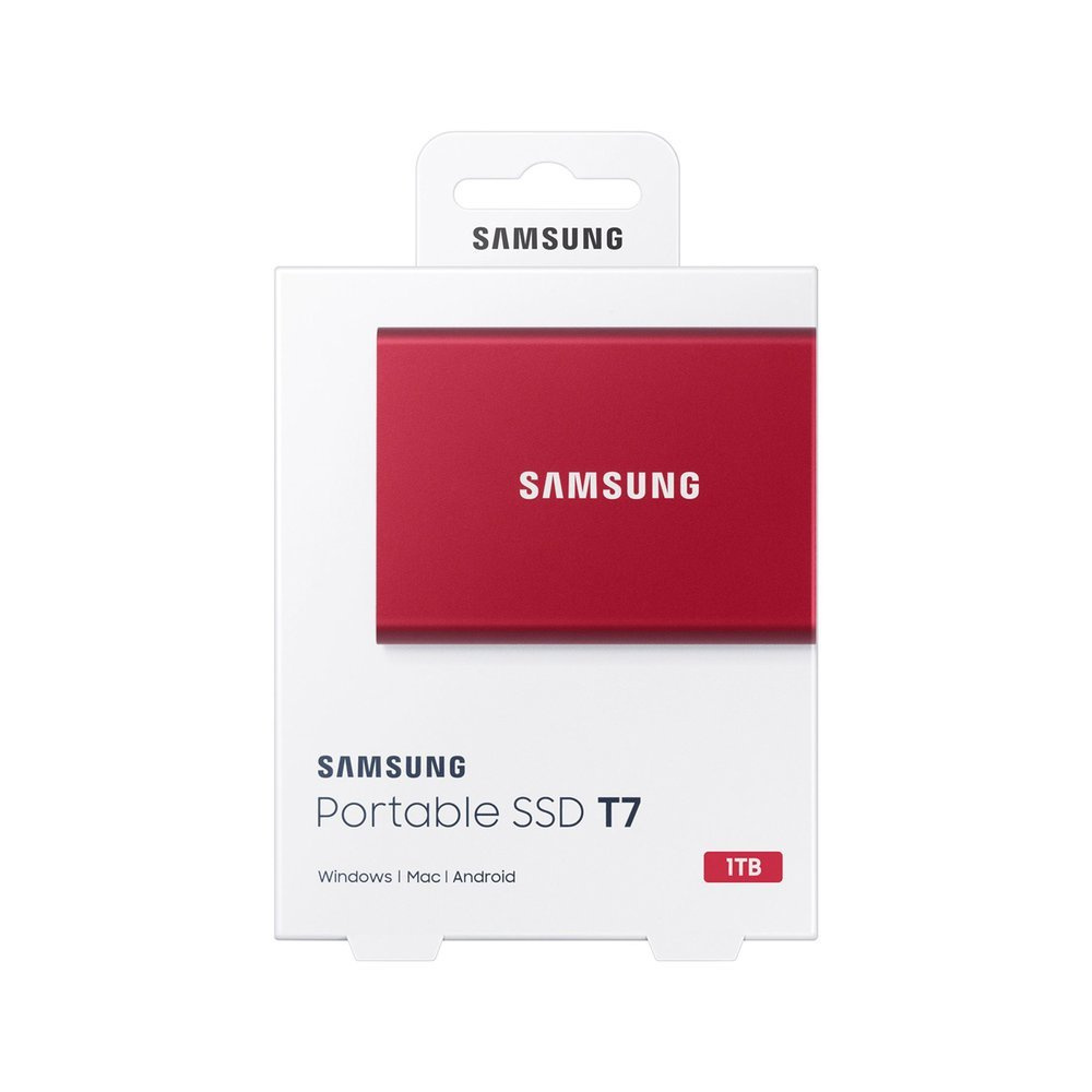 SAMSUNG - SAMSUNG T7 外付け SSD 1TB メタリックレッド SAMSUNG T7 Dysk zewnetrzny SSD 1TB Czerwony USB 3.2 (MU