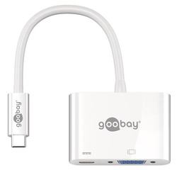 Adapter USB-C - VGA + USB-C Goobay Biały