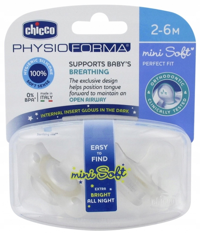 Chicco Smoczek Uspokajający Physioforma Mini Soft Silikonowy 2-6m