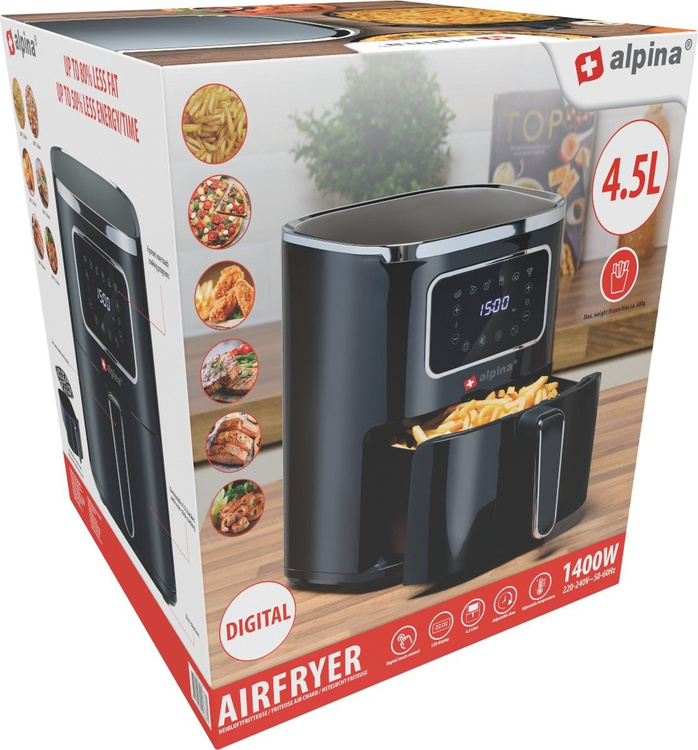 Alpina frytkownica beztłuszczowa 4.5 litra cyfrowy wyświetlacz Airfryer