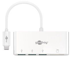 Multi adapter USB-C - 3x USB-A + MicroSD+SD/MCC Goobay Biały