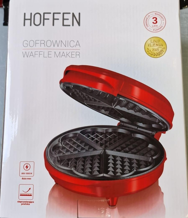 Gofrownica Hoffen 1000W Serca Czerwona
