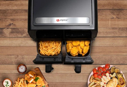 Alpina frytkownica beztłuszczowa 2x4 litry cyfrowy wyświetlacz Airfryer