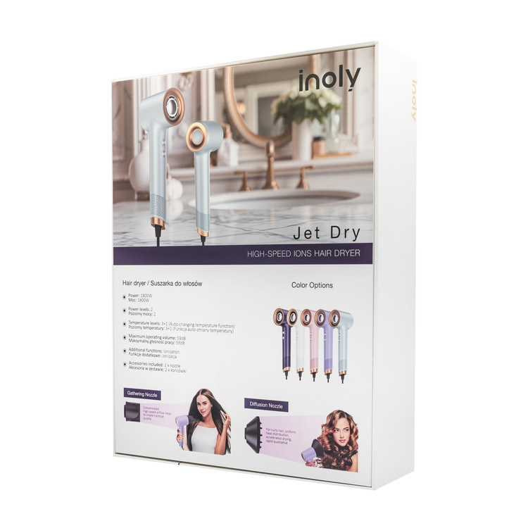 Inoly Jet Dry Silver Glow Suszarka z Jonizacja 1800W Szara /OUTLET