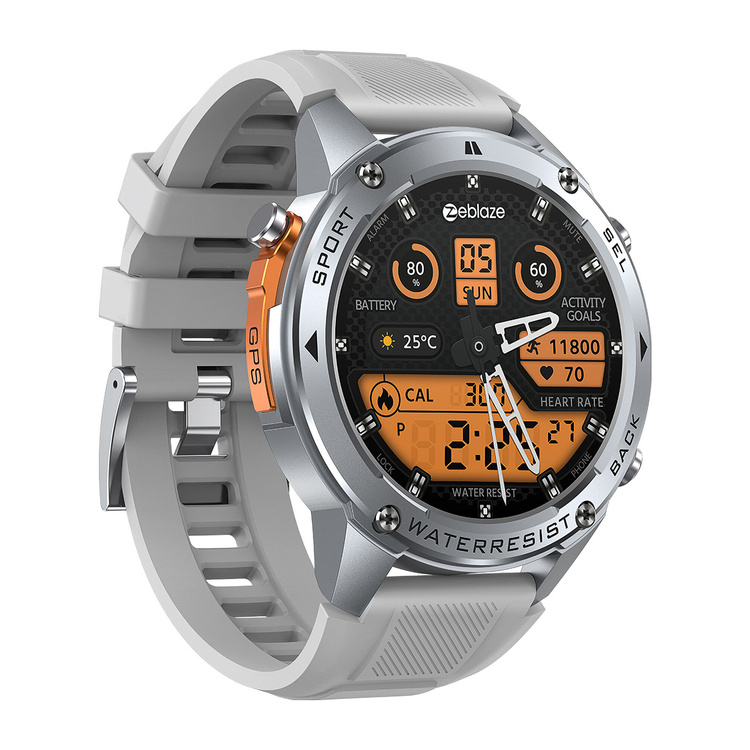 Zeblaze Smartwatch Stratos 2 Ultra Srebrny Metal GPS MIL-STD 10 ATM AMOLED