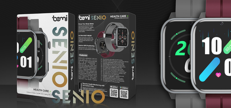 Bemi SmartWatch Senio Szary + Pasek Silikonowy Szary