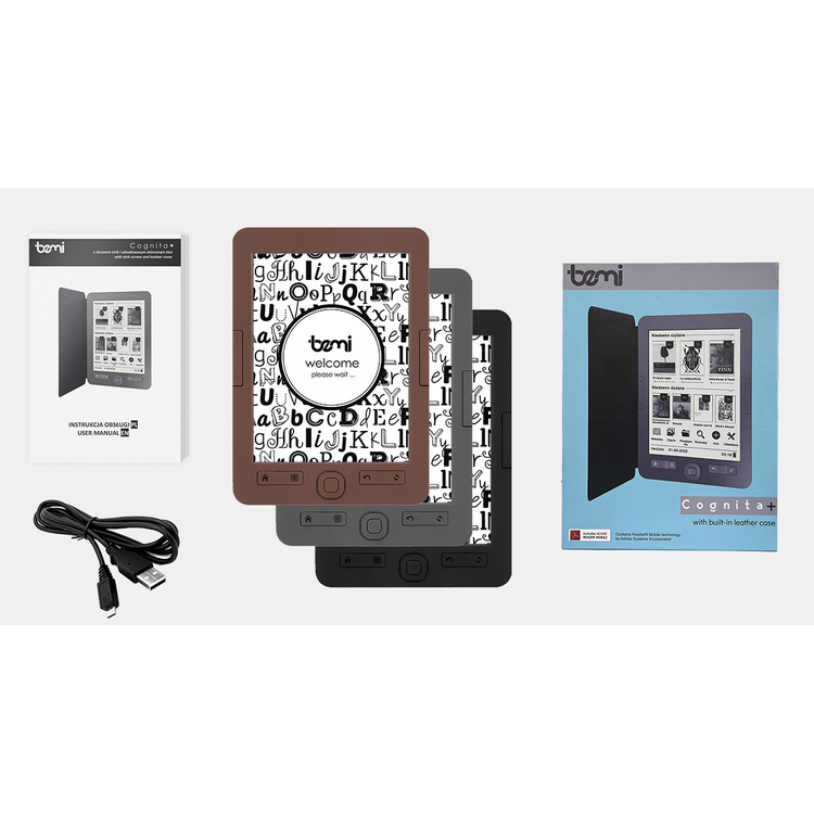 Czytnik do e-booków BEMI Cognita+ Grafitowy 4GB 6 Cali 1900mAh E-INK Carta /OUTLET