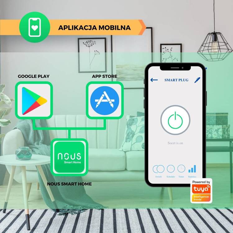 Inteligentne Gniazdka Wifi Smart NOUS A1 4 sztuki Zdalne Sterowanie Energią