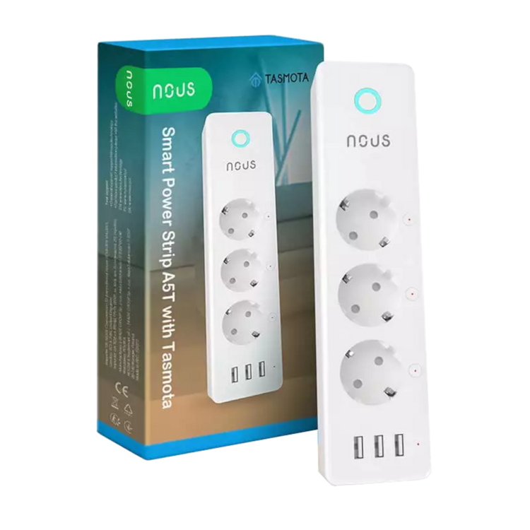 NOUS A5T Inteligentna Listwa Zasilająca Przedłużacz Smart Power Strip (Tasmota) 3 gniazda Schuko 3 porty USB