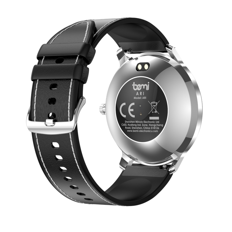 Smartwatch Bemi ARI Srebrny Dwa Paski Chrom/Czarny