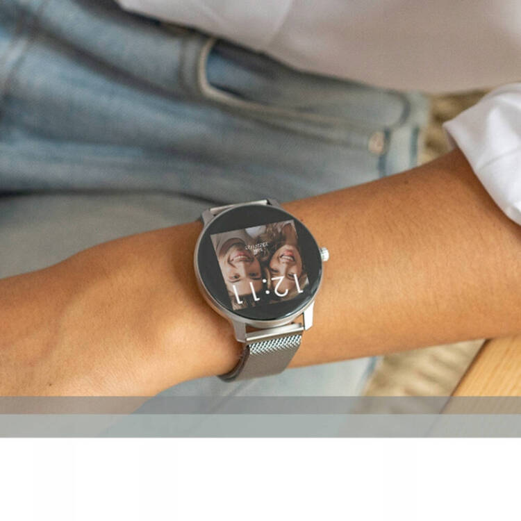 Smartwatch Bemi ARI Srebrny Dwa Paski Chrom/Czarny