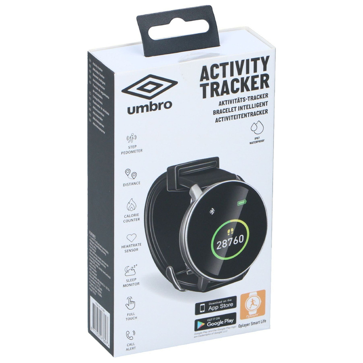 Umbro Activity Tracker Czarny Smartwach E7369 Czarny ze Srebrną Ramką