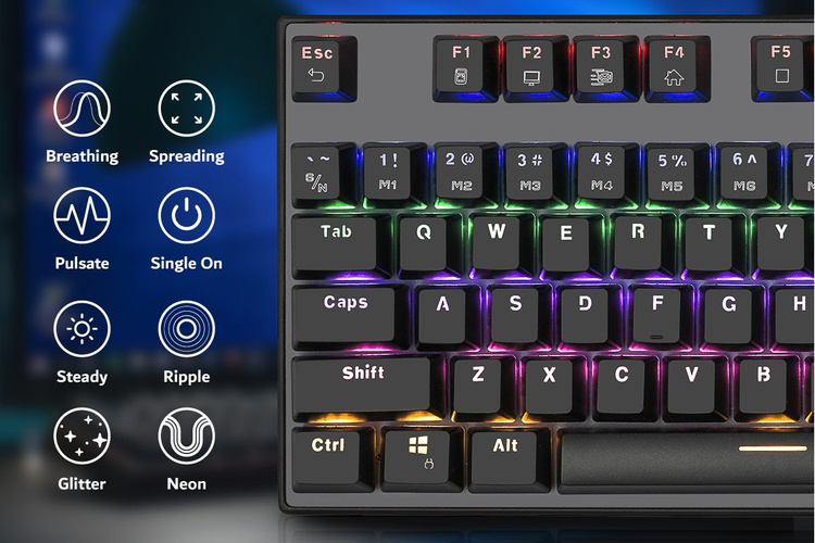 Vertux Klawiatura Mechaniczna Blue anti-ghosting MECH Tactical QWERTY RGB