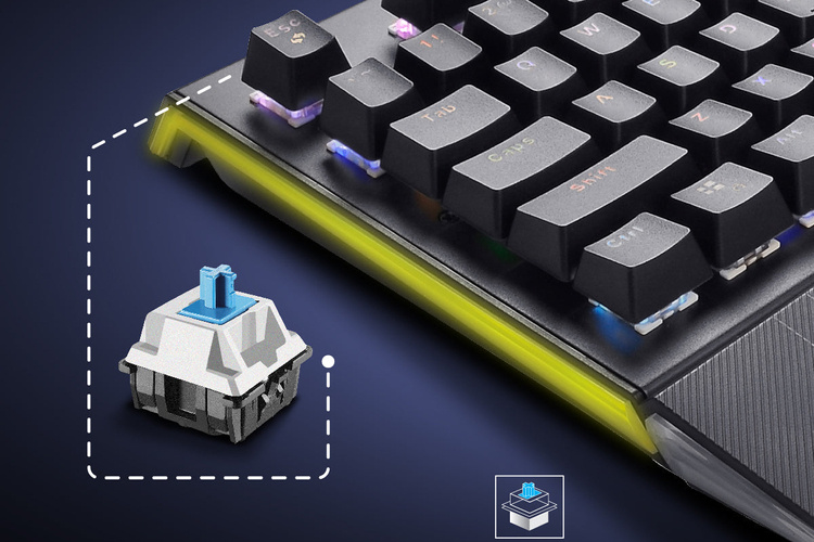 Vertux Klawiatura Mechaniczna Blue anti-ghosting Toucan RGB podpórka pod nadgarstki