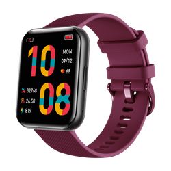 Bemi SmartWatch Exo Czarny + Pasek Silikonowy Czerwony / Czerwone Wino