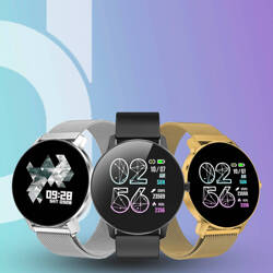 Smartwatch Bemi ARI Srebrny Dwa Paski Chrom/Czarny